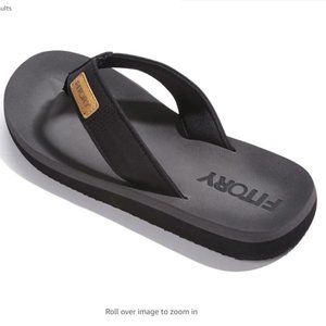FITORY Men's Flip-Flops, Thongs Sandals Comfort Slippers for Beach in Black sz10